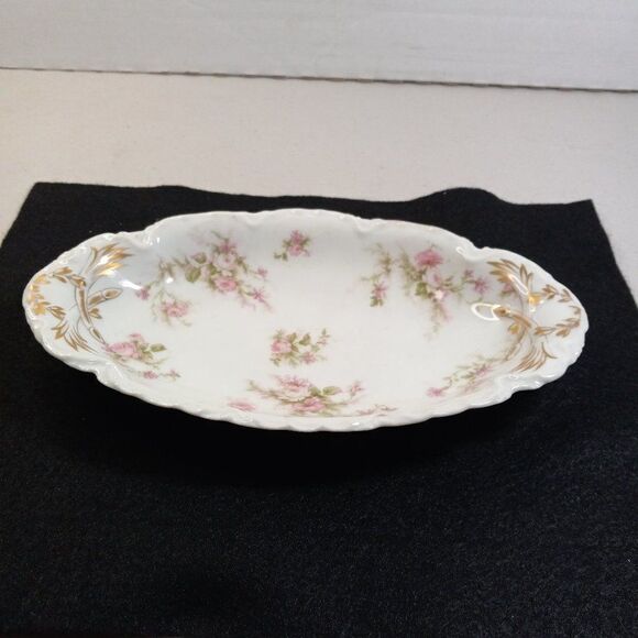 Vintage Haviland France Limoges White Porcelain Pink Roses Gold trim Cottagecore - Picture 4 of 7
